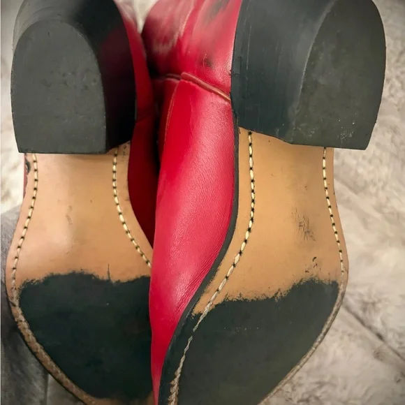 Vintage Red Leather TEXAS CowboyBoots S7, Signed by country legend Marty Stuart - Picture 13 of 13